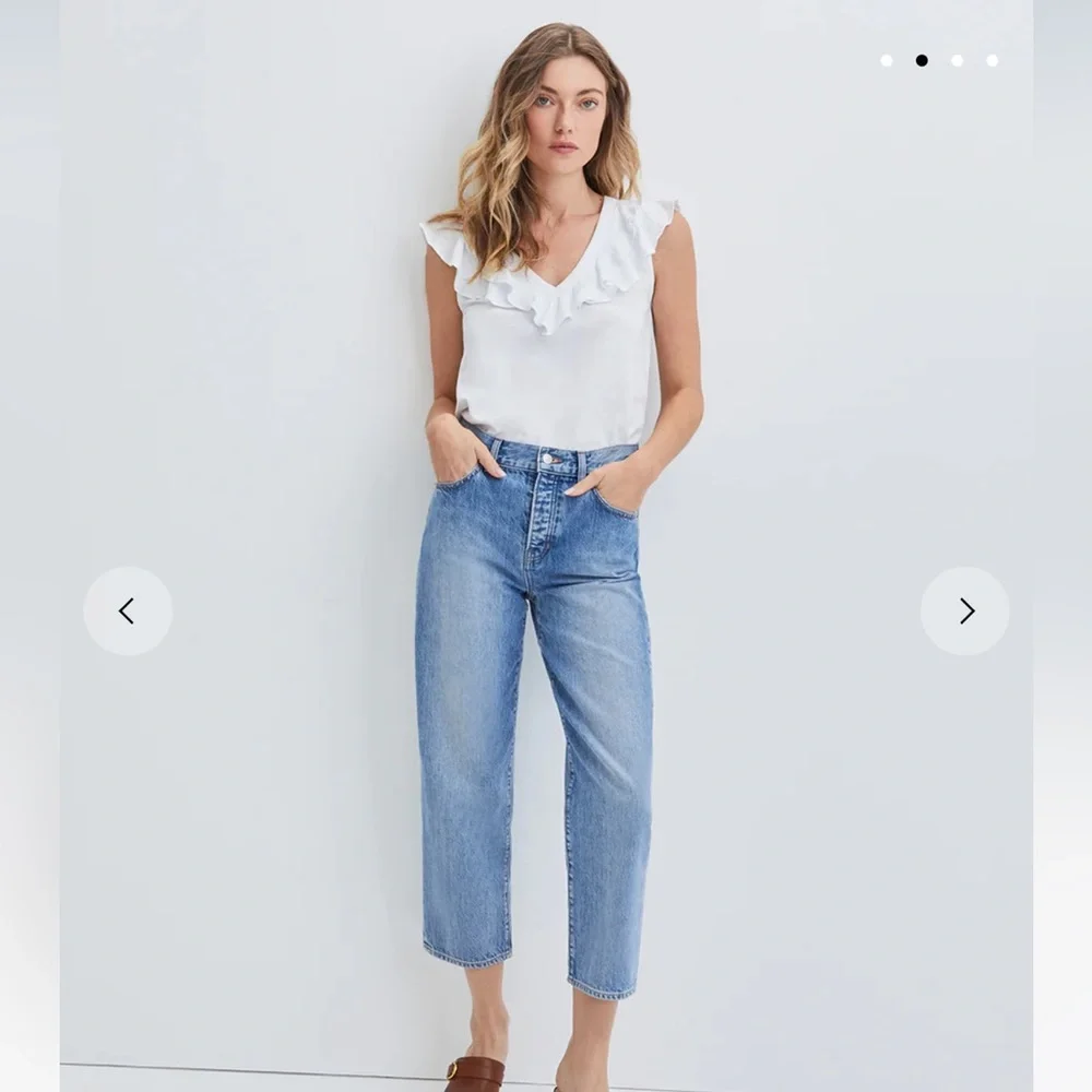 NWT VERONICA BEARD JEANS Ellerie Top - Size Large White - Picture 3 of 6
